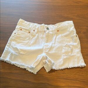 Levi's White Denim Cut-Off Shorts Frayed Hem